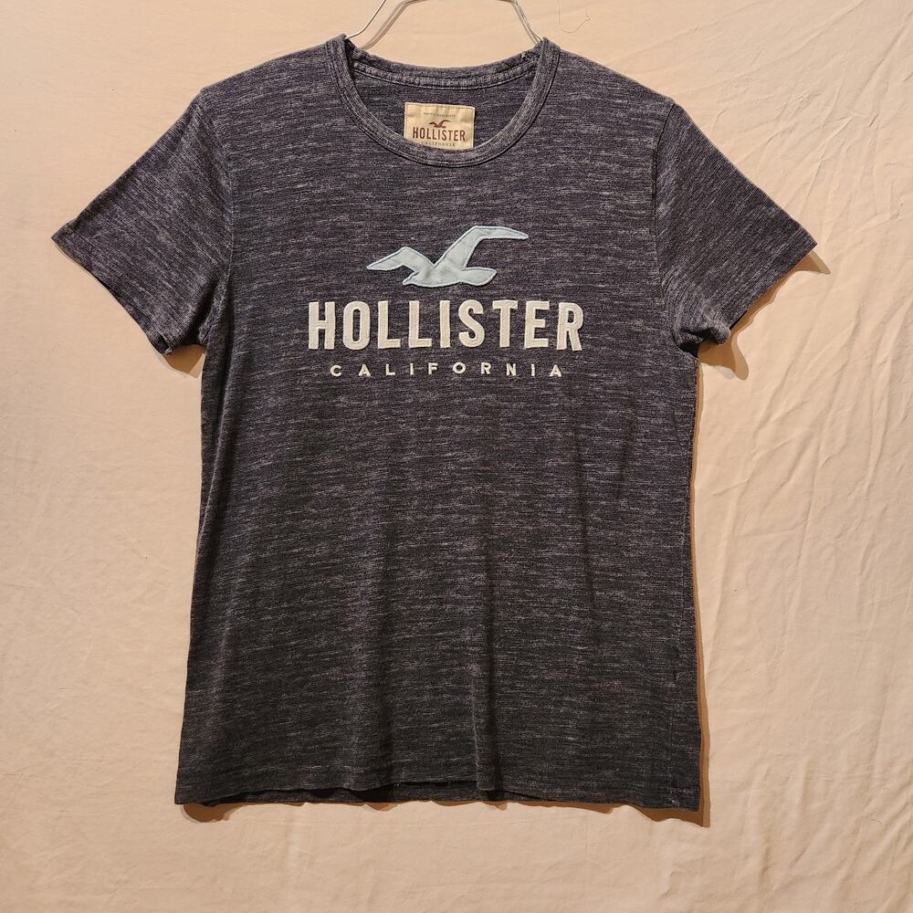 Hollister Y2K Spell Out Logo Gray T-Shirt Men’s Size Small Preppy Classic Top